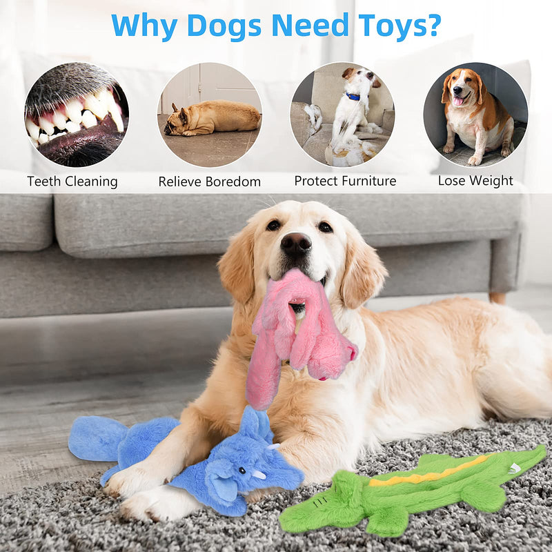 SHOKUTO Dog Toys, Interactive Dog Toys for Boredom for Puppy Small Medium Large Dogs, No Stuffing Crocodile Squeaky Dog Toys, Durable Dog Chew Toys for Teeth Cleaning, Christmas Dog Toys Gifts Green Crocodile - PawsPlanet Australia