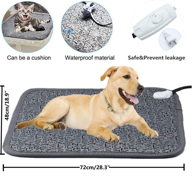 [Australia] - Ubei Pet Electric Heating Pad for Dog and Cat Adjustable Waterproof Anti-bite Steel Cord Dog Large Warm Bed Mat Heated Suitable for Pets Big Deds Pets Blankets and Kennel （28.3"x18.9"） 