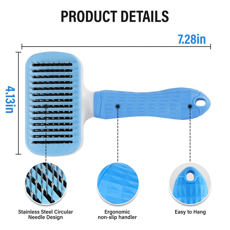 Slicker Pet Grooming Brush for Dogs & Cats with Long or Short Hair - Gently Removes Loose Undercoat, Mats, Tangled Hair - Your Dog & Cat Will Love with This Grooming Brush Blue - PawsPlanet Australia