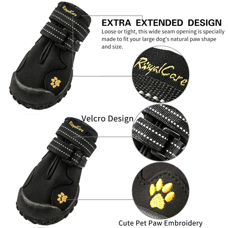 Royalcare Protective Dog Boots, Set of 4 Waterproof Dog Shoes with Wear-resistant and Rugged Anti-Slip Sole Suitable for Small Dogs - Black (Updated 3# (1.96" x2.19 )) Updated 3# (1.96" x2.27") - PawsPlanet Australia