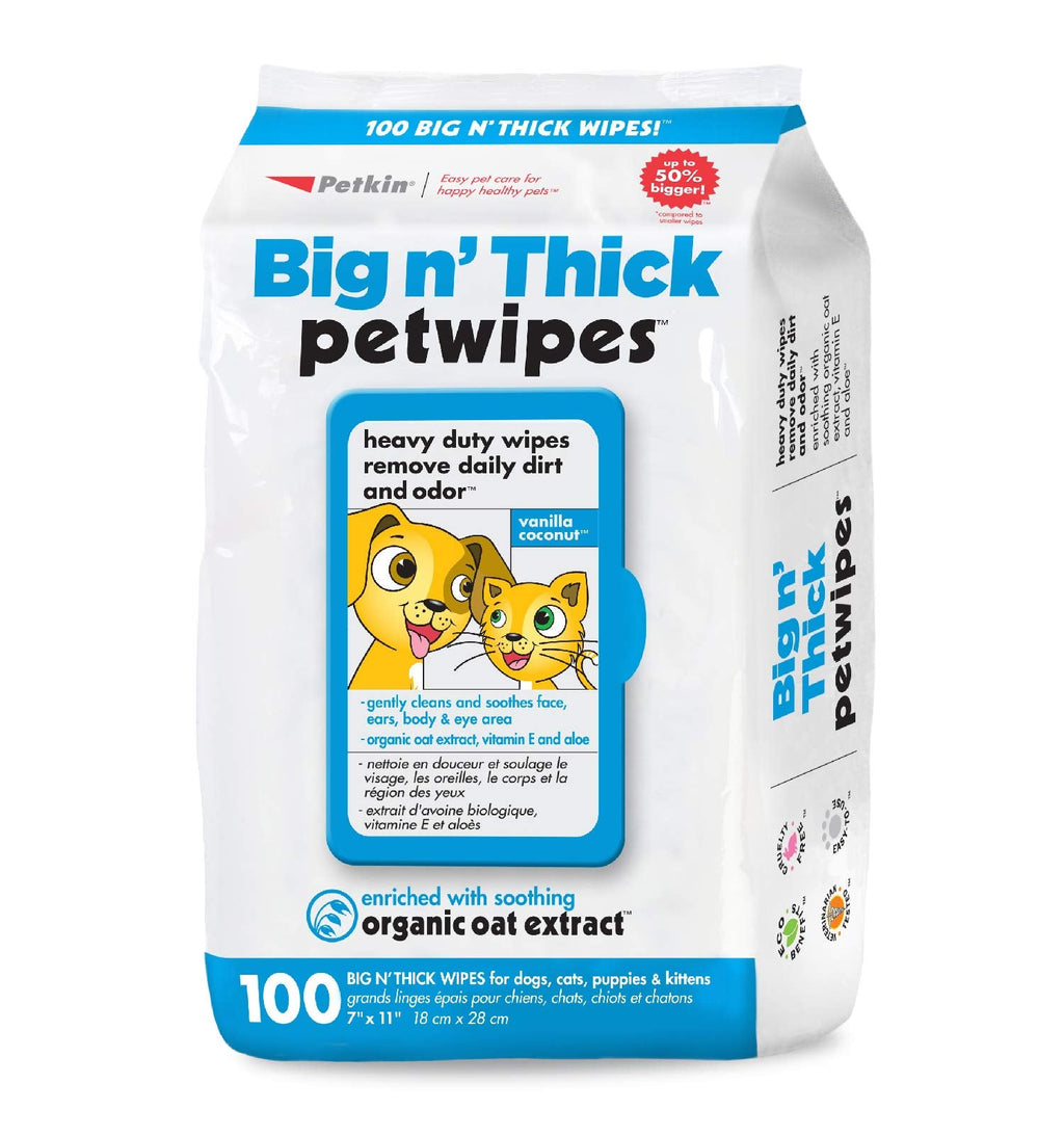 PETKIN BIG PET WIPES 100PCS 7"x11" - PawsPlanet Australia
