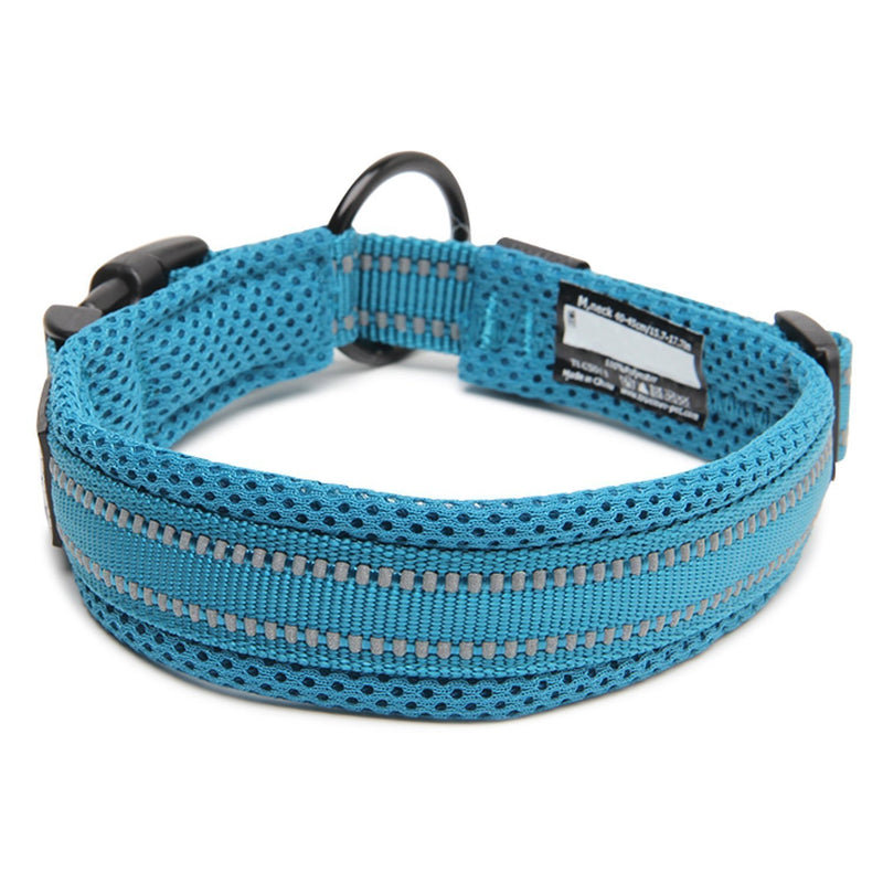 RC GearPro Luxury Padded Soft Breathable Mesh Night Safety Dog Collar With Night Reflective Stripes, Comfy Adjustable Collar For Small/Medium/Large Dogs, Blue (XXL (55-60cm)) XXL (55-60cm) - PawsPlanet Australia