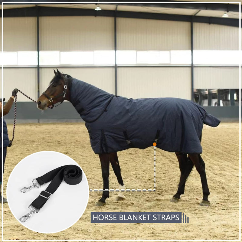 Premium Horse Blanket Sheet Leg Straps, Replacement Stretchy Belly Strap with Double Swivel Snaps, Adjustable Length from 24 to 42 Inch Black(2 Pcs) 2 Pcs - PawsPlanet Australia