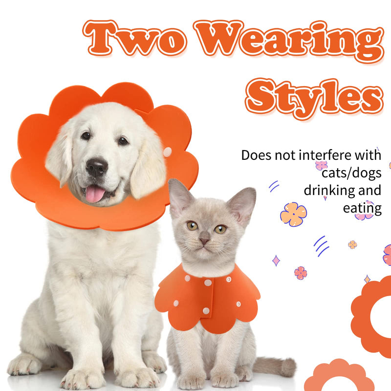 PUMYPOREITY Pack of 2 pet neck collars, cat collar, anti-lick neck collar, cat adjustable protective collar, Elizabethan collar, neck ruffs, protective collar for cats (orange, M) A-orange - PawsPlanet Australia