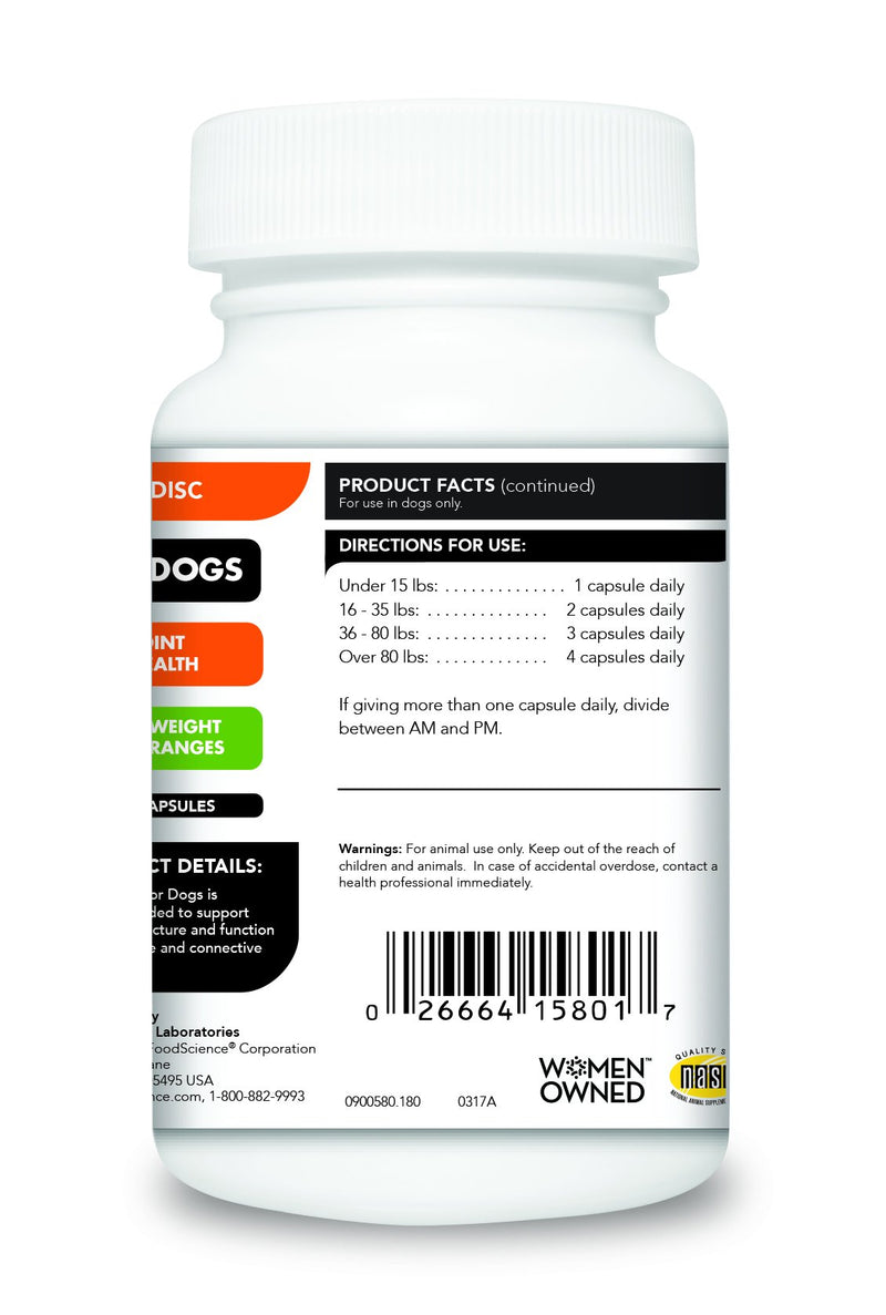 VetriScience Laboratories - Vetri Disc, Spine and Back Support Formula for Dogs, 180 Capsules - PawsPlanet Australia