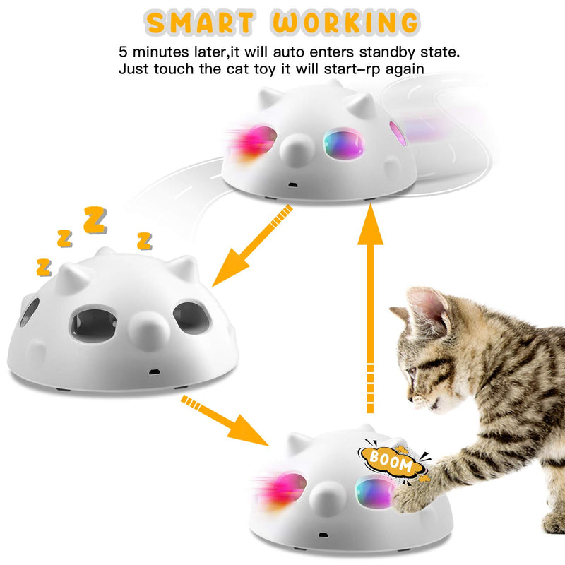 Biilaflor Peek-A-Boo Interactive Cat Toy, Low Noise Electronic Cat Toys with 900Mah Rechargeable Battery &3 Speed Model, 360°Self Rolling Feather Robotic Cat Toy for Indoor Cats - PawsPlanet Australia