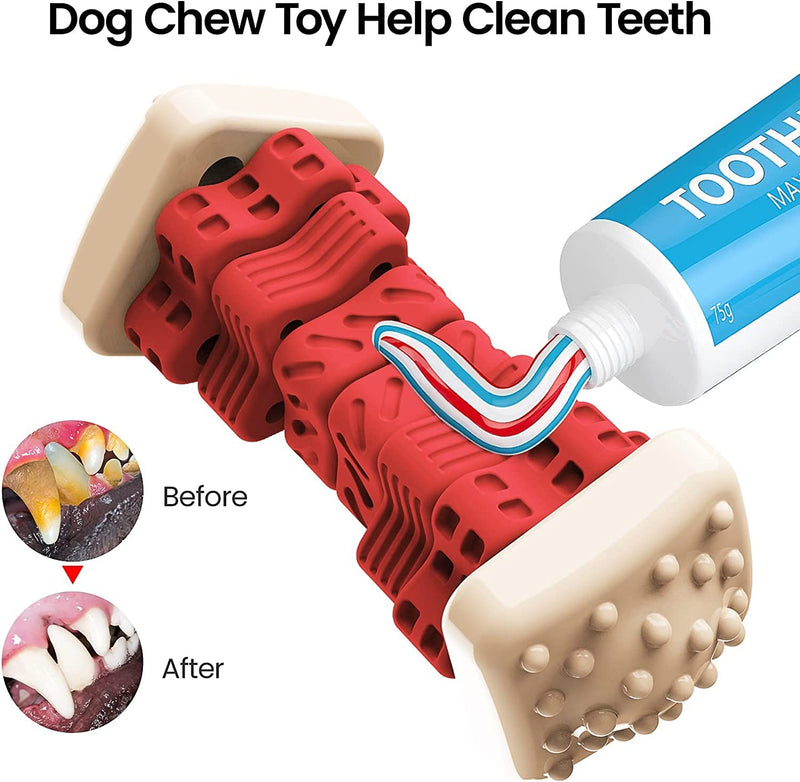 AOZOOM Dog Toys for Aggressive Chewers, Tough Durable Dog Chew Toys, Dog Puzzle Toys with Beef Flavor, Interactive Dog Toys, Safe Rubber Indestructible, for Large Medium Small Dogs - Red - PawsPlanet Australia