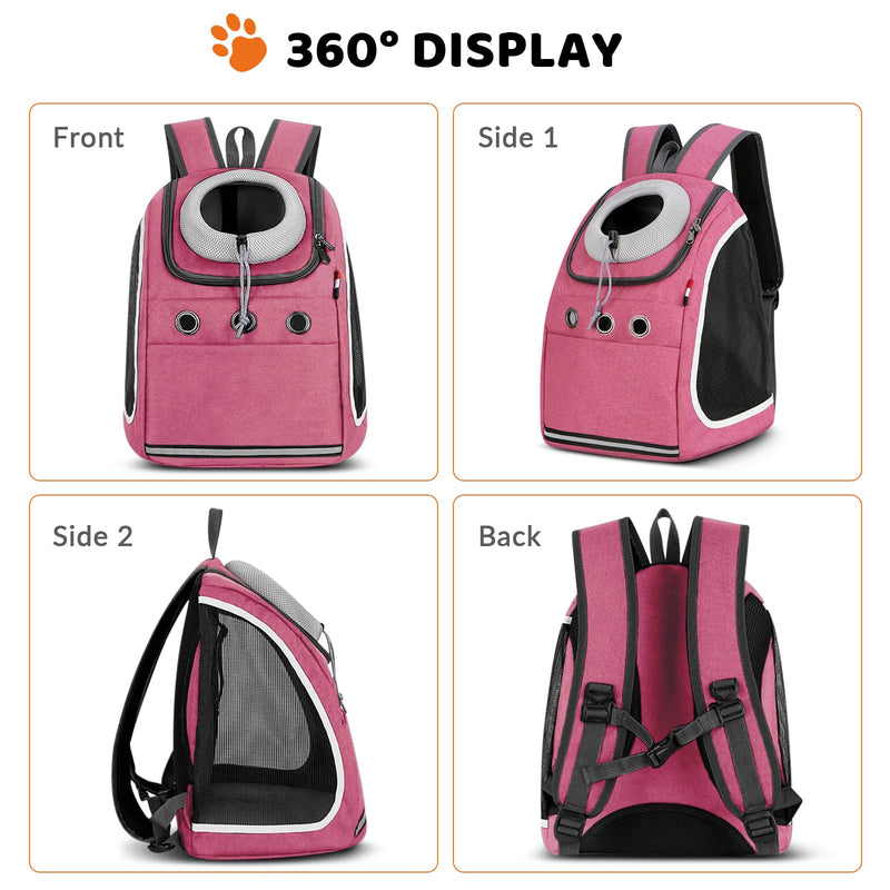 ALLSOPETS Dog Backpack Cat Carrier Bag Travel Pet Backpack Portable Breathable Rucksack Pet Bags Shoulder Bag Hiking Pet Carrying Bag for Small Dog Cats Pet Puppy Backpack Pink - PawsPlanet Australia