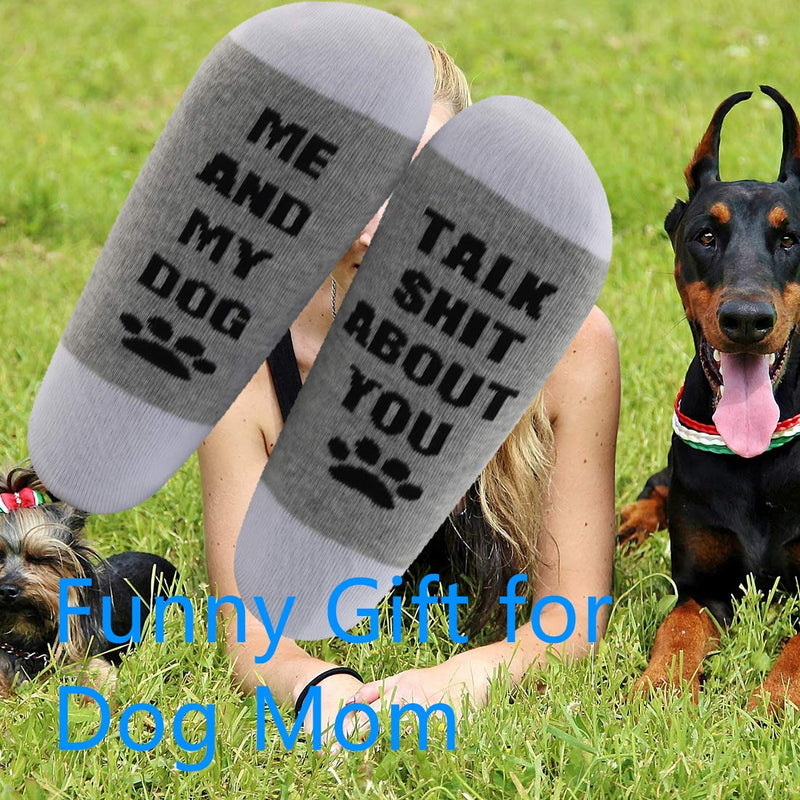 [Australia] - LEVLO Funny Dog Mom Gift for Dog Lover Me and My Dog Talk Shit About You Socks Funny Dog Saying Gift for Dog Mama 2 Pairs/Set 