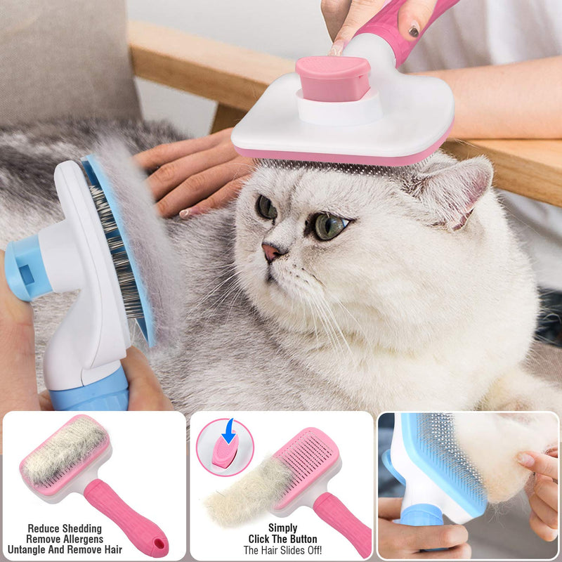 [Australia] - TIMINGILA Self Cleaning Slicker Brush for Dogs and Cats,Pet Grooming Tool,Removes Undercoat,Shedding Mats and Tangled Hair,Dander,Dirt, Massages Particle,Improves Circulation Blue 