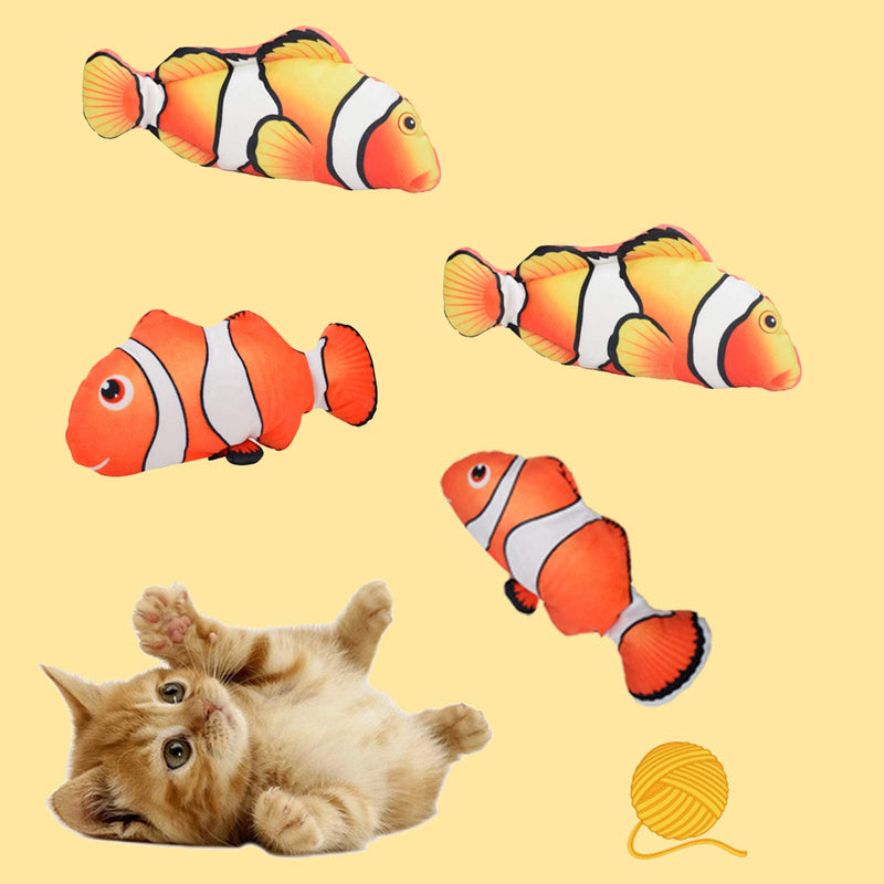 Eurobuy Moving Fish Cat Toys Electric Wagging Fish Cat Toy USB Flopping Fish Cat Toy Interactive Stuffed Simulation Plush Fish Shape Clownfish Toy for Cat Exercise, Biting, Chewing and Kicking Orange-Red - PawsPlanet Australia