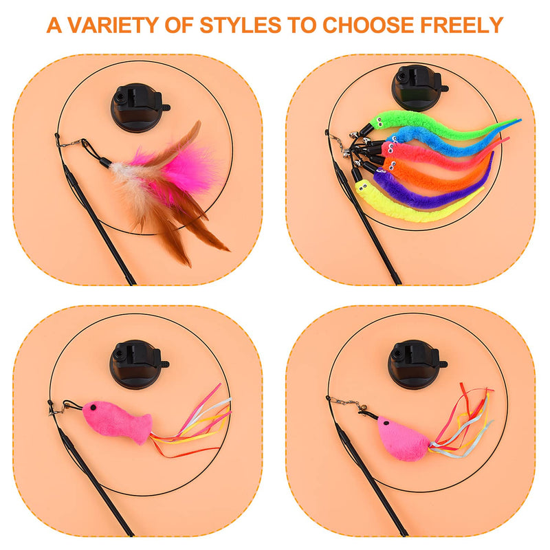 winbarry Interactive cat toy, cat toy, self-occupation cat toy with suction cup, 13 pieces cat rod with feathers, 2 interactive modes, cat toy - PawsPlanet Australia