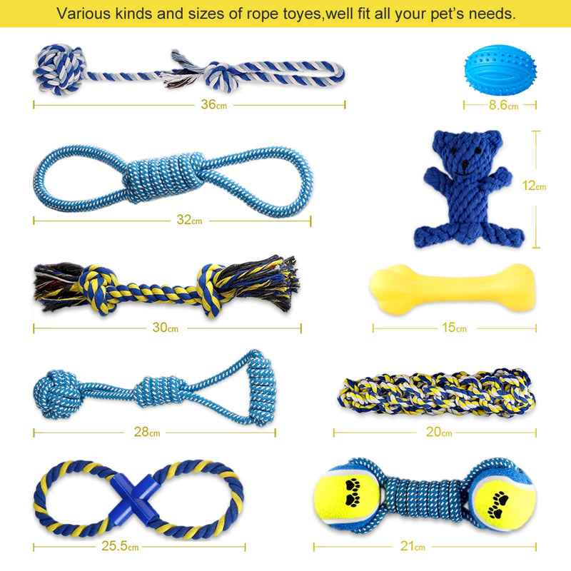 Pet Room Dog Toys with Squeaky Toys, Durable Dog Rope Toys for Small Pets Dogs, Puppy Toys Set Dog Chew Toys for Interactive, Teething Training, Relieve Boredom and Stress, Dog Gift 10 Pack Sets - PawsPlanet Australia