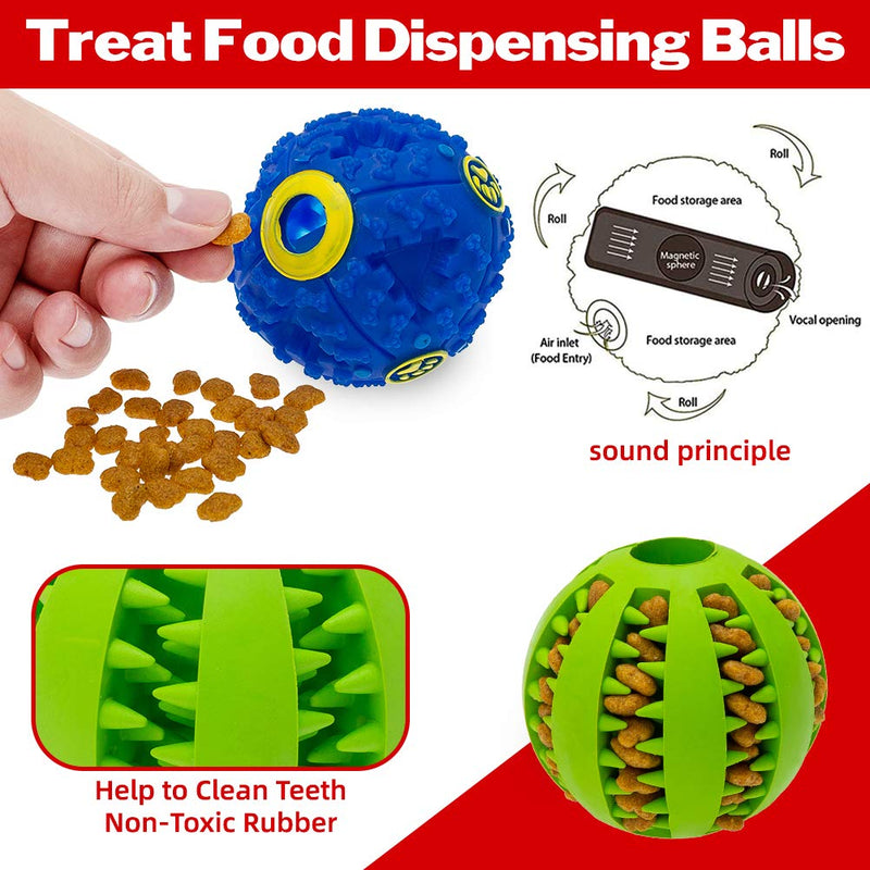 [Australia] - KOOLTAIL Interactive Squeaky Dog Ball Toys Set - 5 Different Functions Balls - Food Treat Dispensing Toys Chew Teething Ball Tennis Ball IQ Puzzle Fetching Resistant Rubber Ball for Medium Large Dogs 