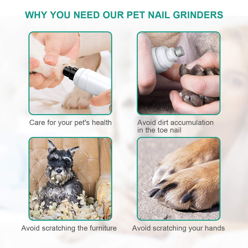 Romanda Dog Nail Grinders- Upgraded 2 Speed Quiet Pet Nail Trimmer Dog Nail File Grinder,Claw Care for Dogs & Cats - PawsPlanet Australia