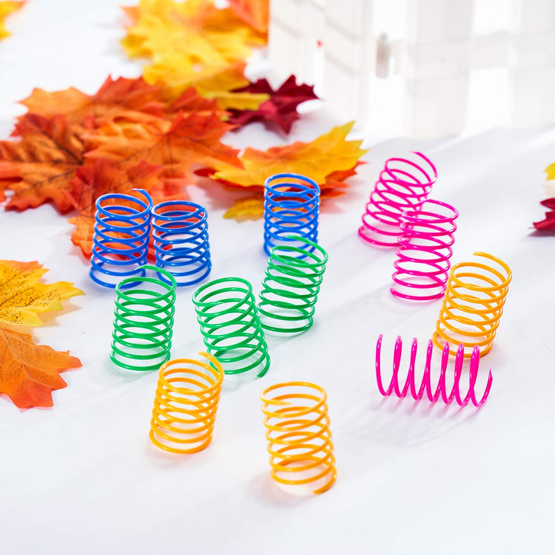 [Australia] - Gejoy 100 Pieces Cat Spring Toys Wide Colorful Springs Cat Toy BPA-Free Plastic Coil Spiral Springs Pet Interactive Toys for Cats Kittens Swatting, Biting, Hunting, and Active Play 