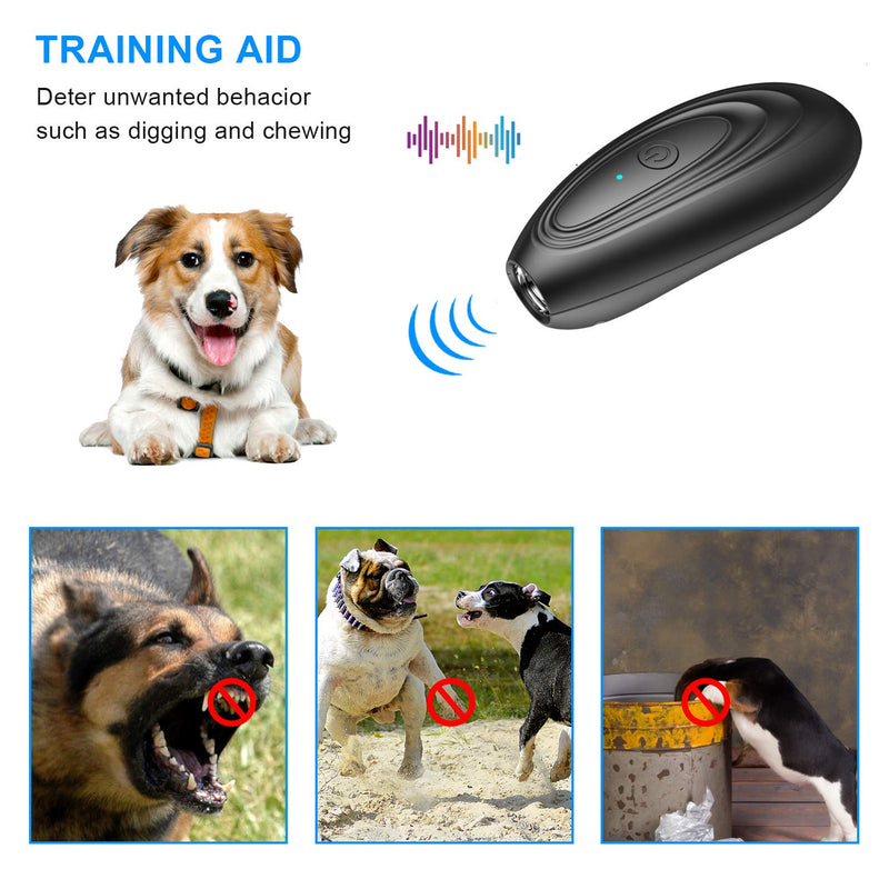 TOTIE Ultrasonic Dog Bark Control Device, 2-in-1 Dog Training and Anti Barking Device, Control Range of 16 Ft Black - PawsPlanet Australia