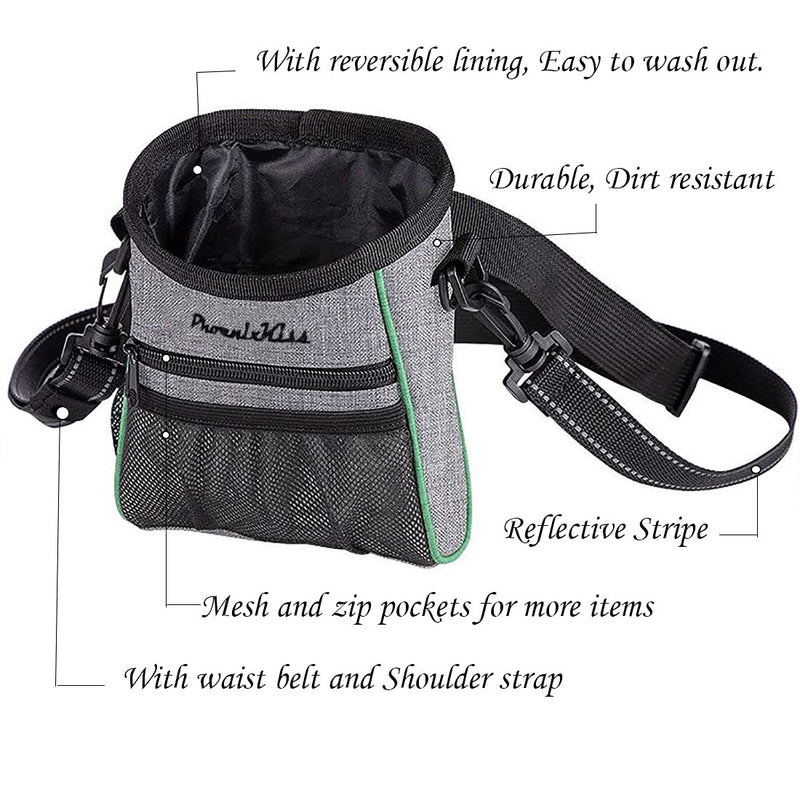 URIKAS Dog Treat Pouch & Dog Training Pouch Bag with Waist Shoulder Strap for Training Small to Large Dogs, 3 Ways to Wear, Poop Bag Dispenser Treat Training Bag for Treats, Kibbles, Pet Toys - PawsPlanet Australia