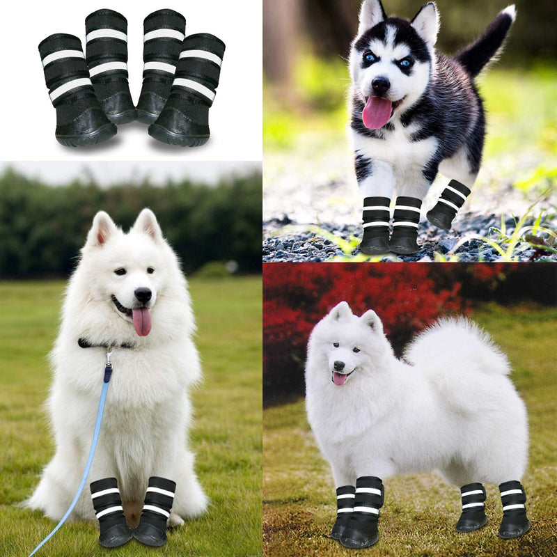 [Australia] - GLE2016 Dog Boots Waterproof Dog Shoes Snow Shoes with Reflective Rugged Anti-Slip Sole, Warm Lining Non-Slip Rubber Sole for Snow Winter, 2 Pairs XS Black 