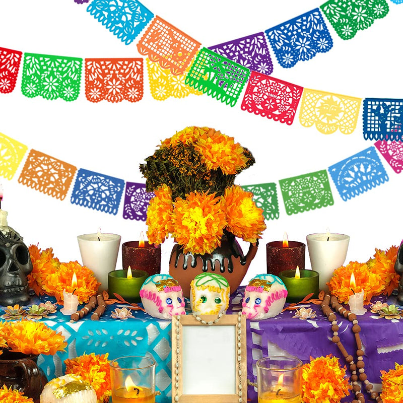 DomeStar Fiesta Banners, 3PCS 18FT Fiesta Garland Mexican Banners Plastic Papel Picado Mexican Party Decorations - PawsPlanet Australia