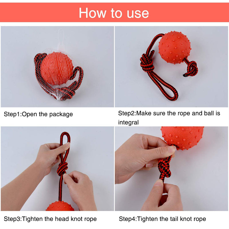 LHKJ 3 Pcs Dog Toy Natural Rubber Rope Ball For Big and Medium Dogs(Red) - PawsPlanet Australia