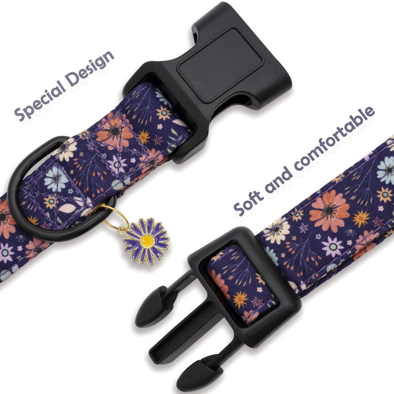 Faygarsle Floral Dog Collar for Girls and Female Dogs Soft and Fancy Pet Collar with Flower Design Ideal Purple Dog Collar for Small Medium Large Dogs M - PawsPlanet Australia