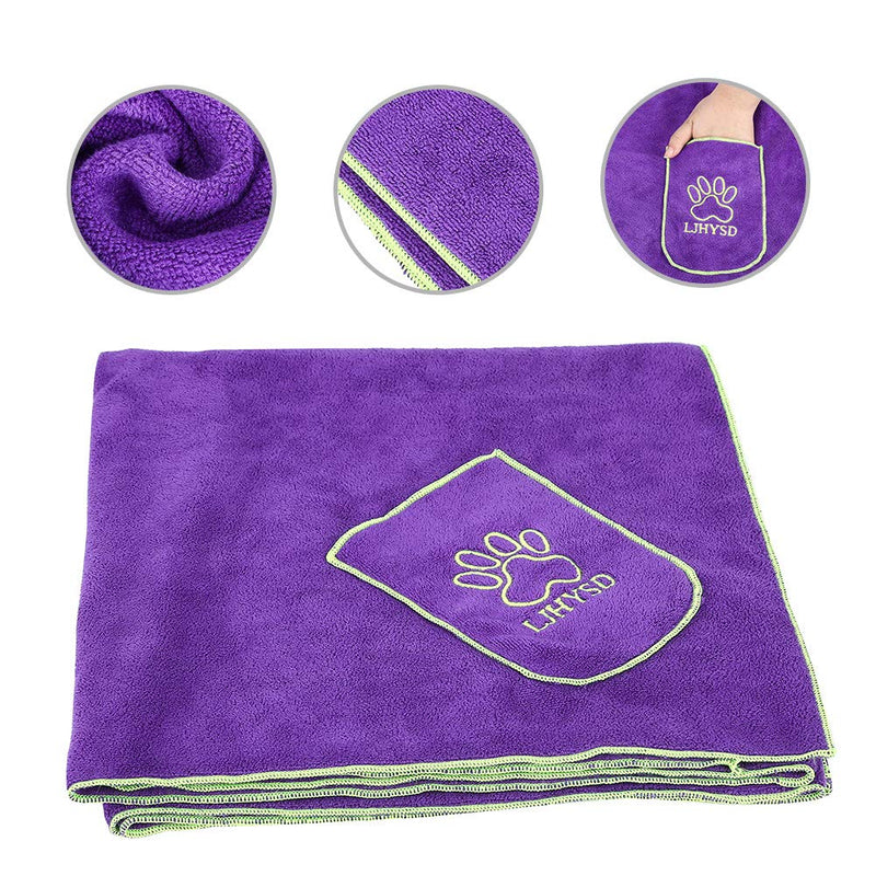 YANGWX Dog Drying Towel Upgrade 2.0, Super Absorbent Doggy Bath Towel, Drying Towels for Dog, Microfibre Pet Bath Towel for Small and Medium Dogs-Purple-140 x 70cm Purple - PawsPlanet Australia