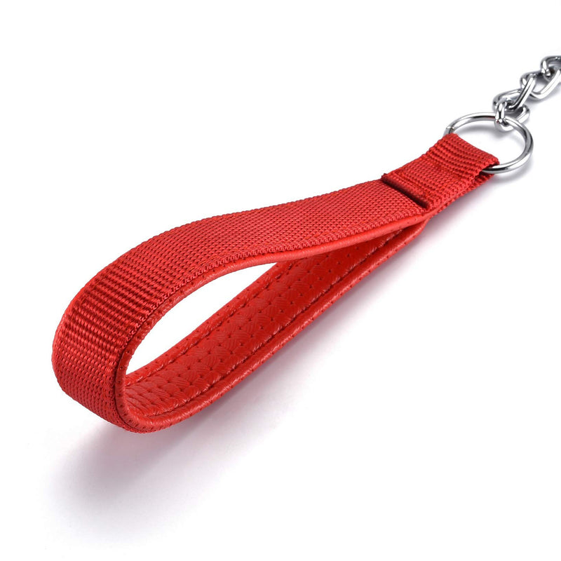 Filhome Metal Dog Leash Chew Proof Dog Chain Leash 4FT, 6FT Heavy Duty Sturdy Pet Dog Leash with Padded Handle for Large Medium Dogs (120cm/3mm-Red) 4'/3mm-Red - PawsPlanet Australia