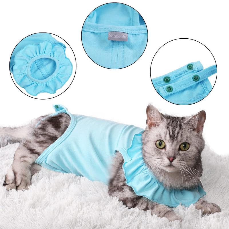 Yeapeeto Cat Bodysuit After Surgery Recovery Suit for Cats, Cat Spay Recovery Suit E Collar Alternative Abdominal Wounds Keep from Licking for Female Male Kitten Breathable Clothes S Blue - PawsPlanet Australia