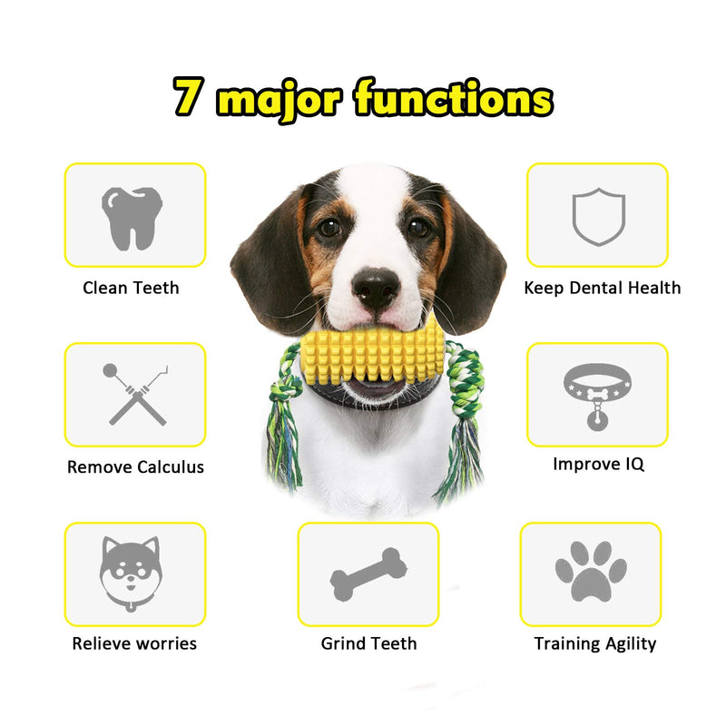 Dog Toys for Aggressive Chewers - Molar Squeaky Corn Toy, Pet Teeth Cleaning Stick, Durable Rubber Dog Toys for Training and Cleaning, for Puppy Small Medium Large Dogs Bright yellow color 4.4 inches x 2.2 inches - PawsPlanet Australia