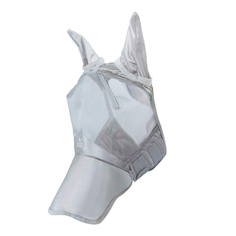 Harrison Howard Horse Fly Mask Superb Nose Protection with Ears UV Protection for Horse Full (Large) Silver Grey - PawsPlanet Australia