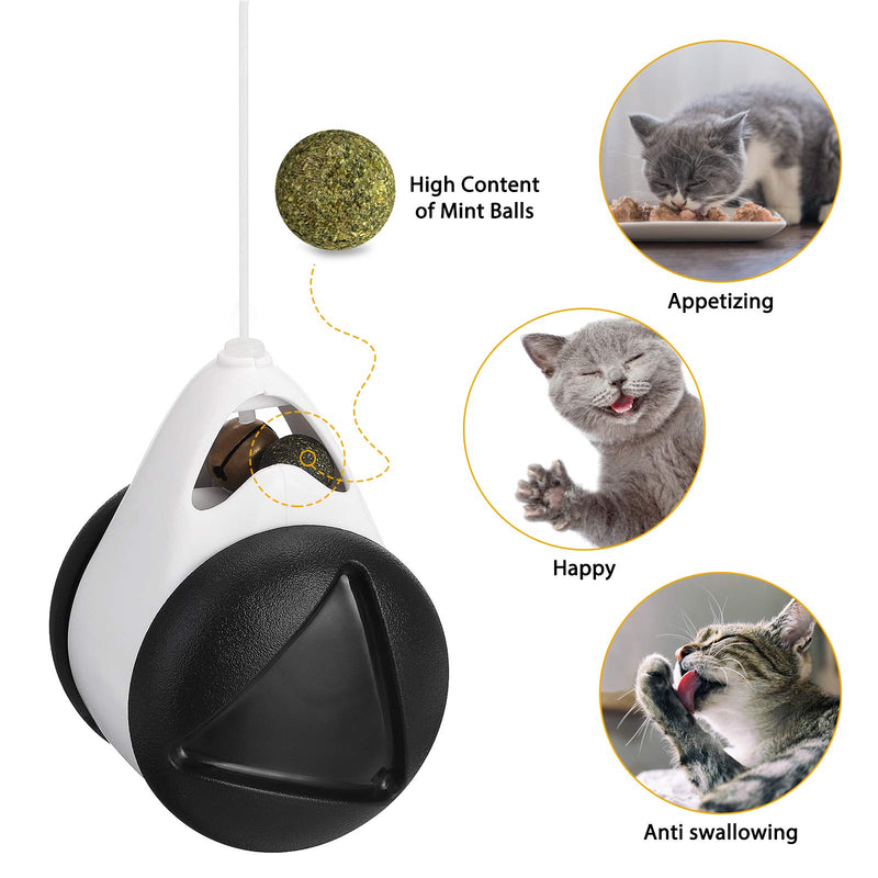 [Australia] - JOSEKO Cat Toy Roly-Poly Toy for Kitty Kitten Interactive Toys for Indoor Cats with Ball and Feather black 