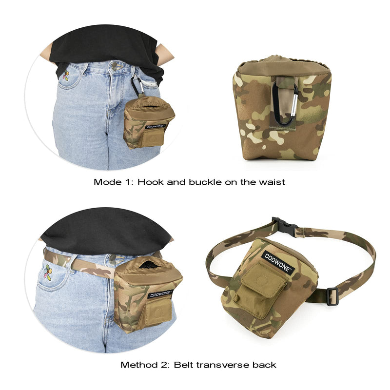 COOWONE Dog Treat Bag Camo Dog Training Pouch Doggie Puppy Snack Bag Dog Treat Carrier Holder with Waist Belt for Pet Training Easily Carry Treat, - PawsPlanet Australia