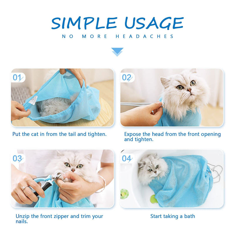 QEEQPF 1 Set Pet Nail Scissors & Cat Grooming Bag, Mesh Bag for Bathing Nail Scissors Cleaning and Treatment, Professional Cat Scissors Small Animal Puppy Nail Scissors (Blue) - PawsPlanet Australia