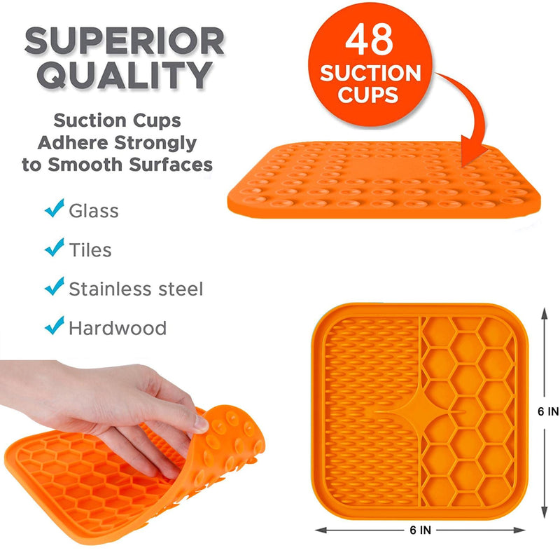 Dog Lick Pad And Food Bowl Mat, Dog Mat With 15 cm Square And 48 Suction Cups, Mat With Free Food Grade For Fun - PawsPlanet Australia