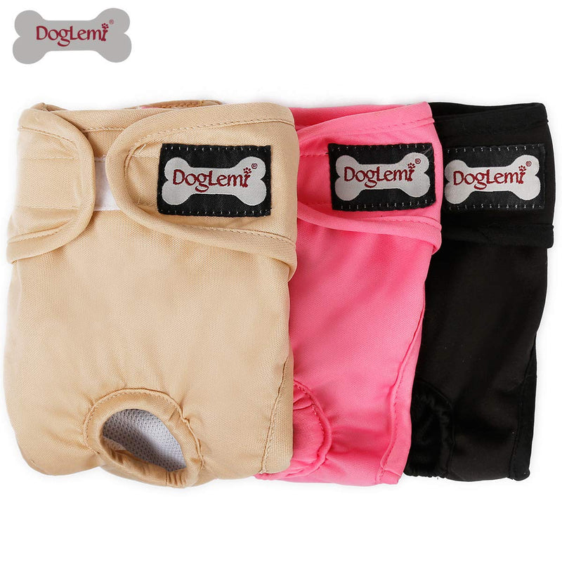 Doglemi Washable Diapers for Female Dogs [3-Pack], Hygienic & Sanitary Panties for Dogs in Heat, 5 Sizes Available from XS to XL for Every Female Dog (L: 36-54 cm) L (Waist 14.2"-21-3") - PawsPlanet Australia