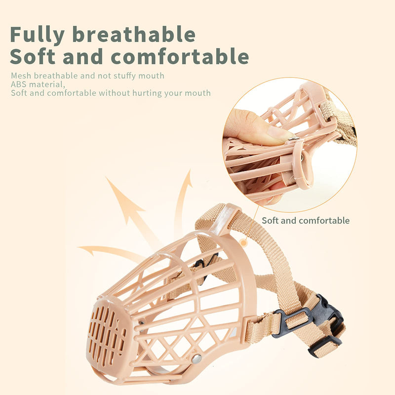HUI JIN Plastic Basket Muzzle Adjustable Dog Muzzle for Small Medium Large Dogs,Light Khaki,Pack of 7 color-1 - PawsPlanet Australia