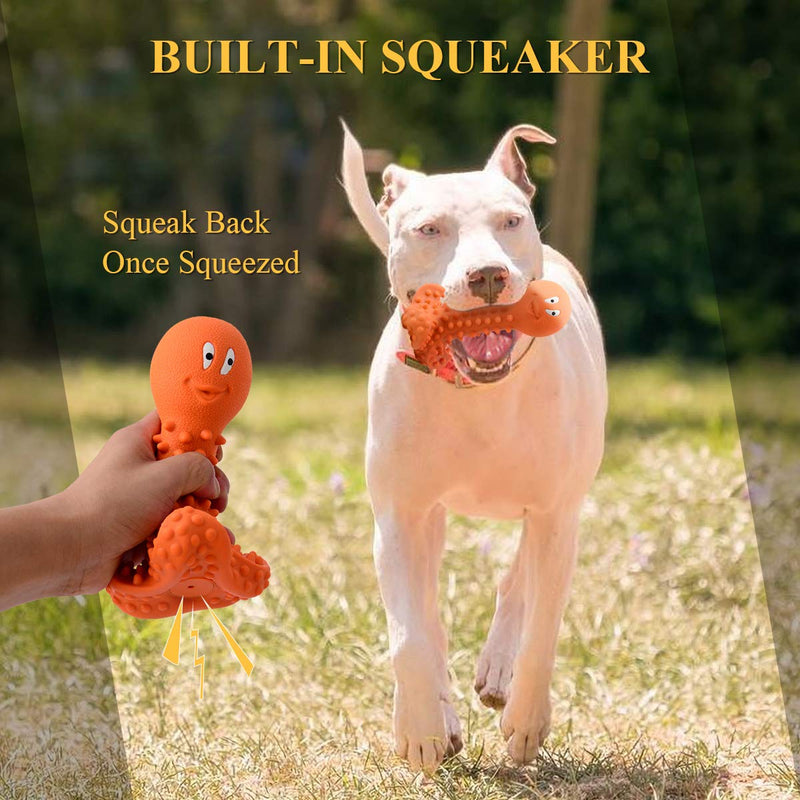 Squeaky Dog Toys for Aggressive Chewers Large Breed, Medium Dogs, Natural Durable Rubber 7" Dog Chew Toys Orange Orange squeaky dog chew toys 7 inch - PawsPlanet Australia