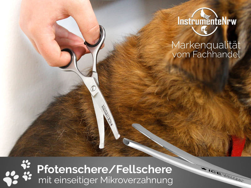 Fur scissors, dogs, dog hair scissors, curved paw scissors with micro-serration - professional fur hair scissors, scissors for animals, 16 cm with case - PawsPlanet Australia