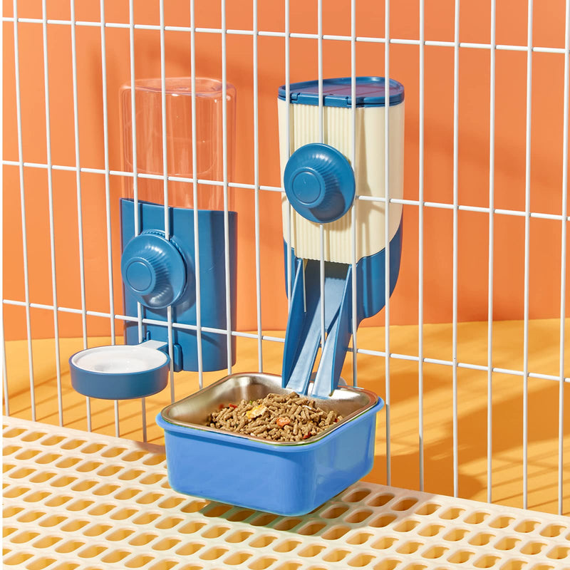 Pet Hanging Bowl for Crates, 2 in 1 Small Dog Bowl Puppy Bowl Removable Stainless Rabbit Bowl Cat Feeder Food Water Bowls for Puppy Cat Bird Rabbit Hamster Guinea Pig Ferret Small Animals (Blue) Blue - PawsPlanet Australia