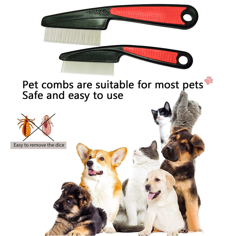 SWYSGS Pet Comb, Professional Grooming Comb for Dog/Cat/Small Pets, Comb for Removing Tangles and Knots, 2pcs - PawsPlanet Australia