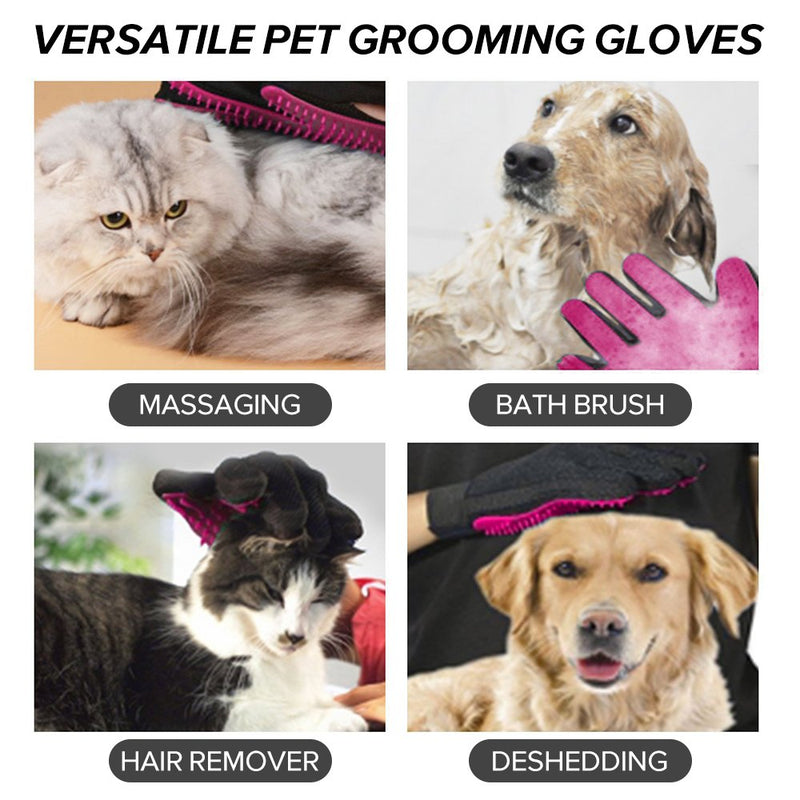 [Australia] - VIZPET Pet Grooming Glove - Dog Brush Deshedding Glove Pet Hair Remover Pet Mitt Massage Tool for Dogs,Cats,Small Animals Pink 