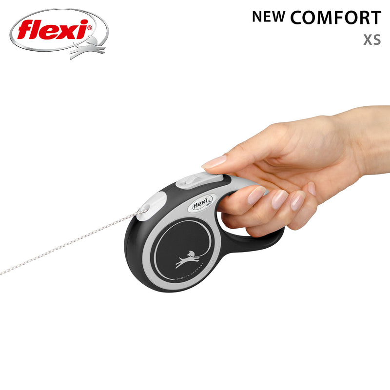 flexi extendable dog leash with soft handle, 3 m / 5 m / 8 m / 8 m / 8 - 20 kg, XS black - PawsPlanet Australia