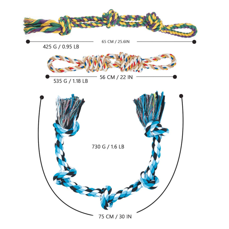 FONPOO Dog Toys Indestructible Designed for Large Dogs Medium Dog Tough Dog RopeToy Set 3 Packs - PawsPlanet Australia