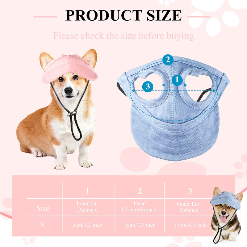 2 Pieces Pet Baseball Cap Adjustable Pet Cap Dog Outdoor Sunbonnet with Ear Holes Round Brim Pet Cap Small Pet Summer Travel Hat for Small Dogs and Cats, Blue and Pink - PawsPlanet Australia