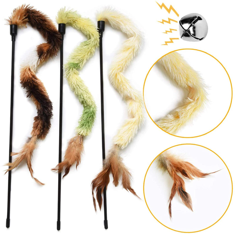 GingerUPer Feather Teaser Cat Toy, Interactive Cat Teaser Wand with Bells and Feather, Cat Toys for Indoor Cats Kitten Interactive Training(6PCS) - PawsPlanet Australia