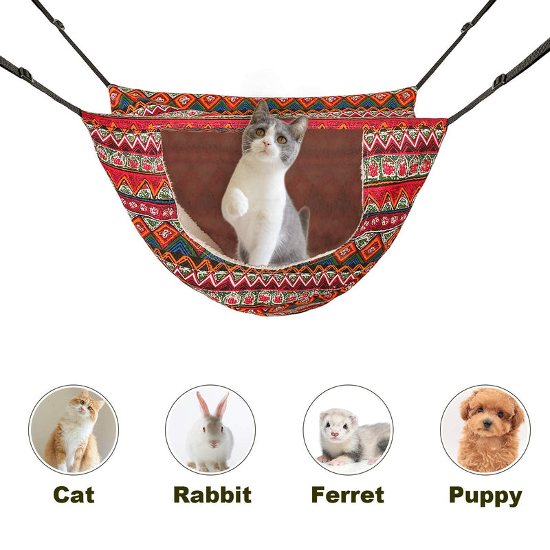 ONENIN cat cage Hammock,Hanging Soft Pet Bed for Kitten Ferret Puppy Rabbit or Small Pet,Double Layer Hanging Bed for Pets,2 Level Indoor Bag for Spring/Summer/Winter Ethnic Style - PawsPlanet Australia