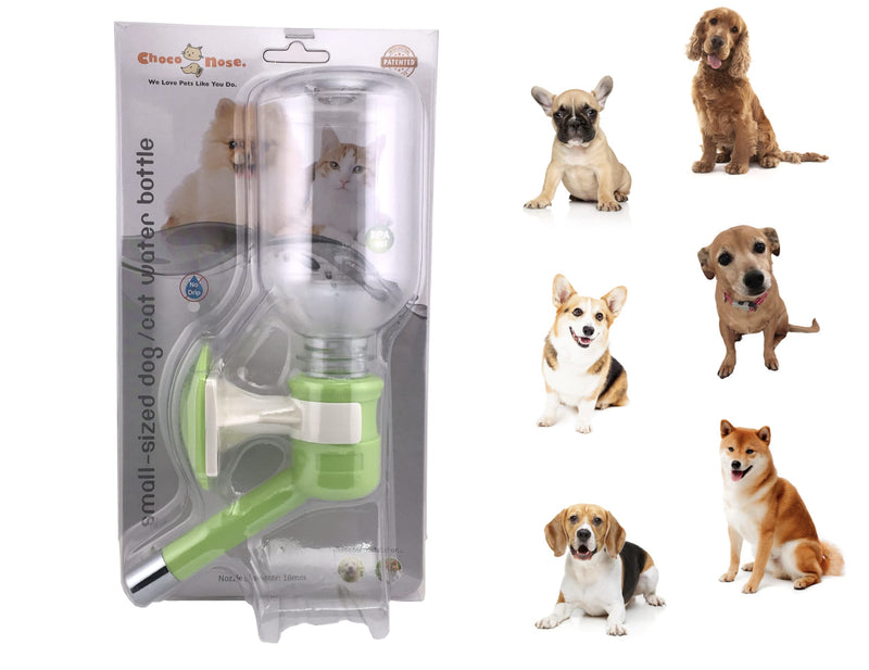 Choco Nose Patented No-Drip Dog Water Bottle/Feeder for Toy Breed to Large Sized Dogs/Cats/Rabbits/Chinchillas/Detachable Pet Food Bowl/for Cages, Crates or Wall Mount/Mess Free Leak-Proof Nozzle Apple Green Small to Medium Sized Dogs and Cats - PawsPlanet Australia