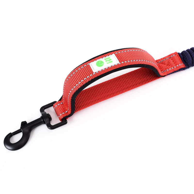 Mile High Life | 3Feet- 5Feet Dog Bungee Walking Leash w Control Handle | Reflective Gentle Pull Training Lead | Soft Padding Dog Poop Bag Holder Ring(Red ) Red - PawsPlanet Australia