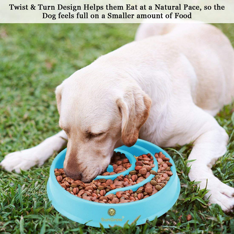 [Australia] - SunGrow Slow Dog Feed Bowl, 7.5 Inches in Diameter, Prevents Canine Obesity, Promotes Fun, Interactive, Slow Eating, Curb Appetite, Enriches Dog’s Meal Time, Protect from Choking, 1 Piece 